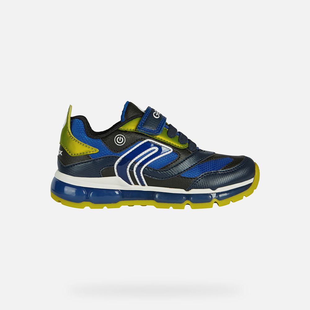 Tenis Geox Menino Azul Marinho/Verdes - Android - SBPXC5679